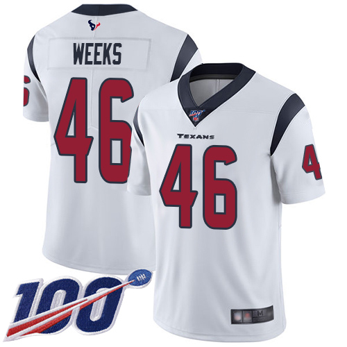 Houston Texans Limited White Men Jon Weeks Road Jersey NFL Football 46 100th Season Vapor Untouchable